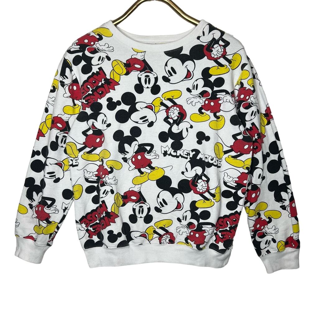 Disney Mickey Mouse Crewneck Sweatshirt Size Large All Over Print